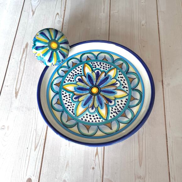 Deruta Italy Hand-Painted Ceramic Pottery Wine Cork Bottle Coaster / Small Plate - Picture 3 of 7